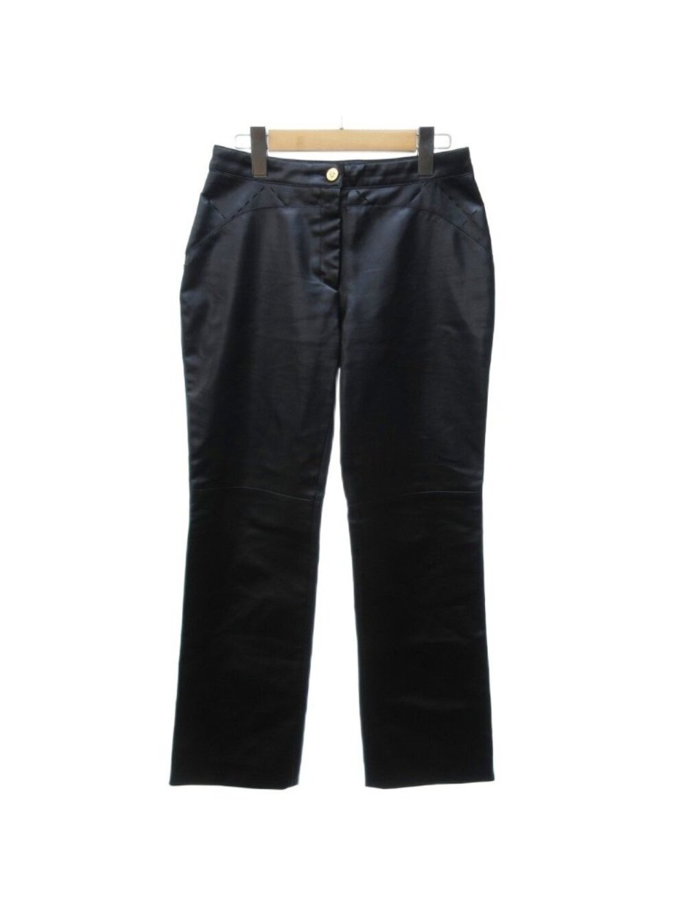 Versace Leather Pants Wide Straight M Black 40